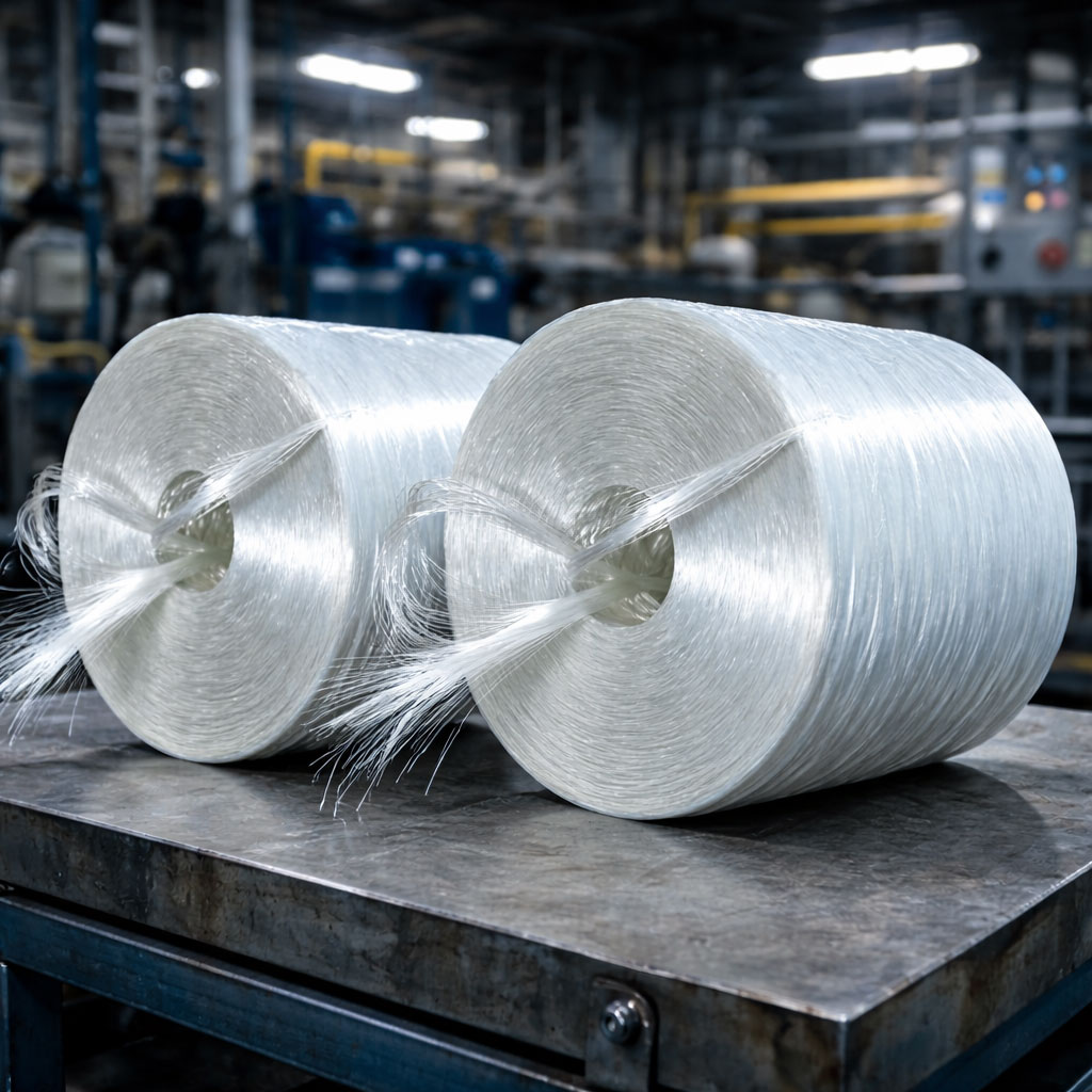 Carrete de hilo roving 2400 en máquina laminadora